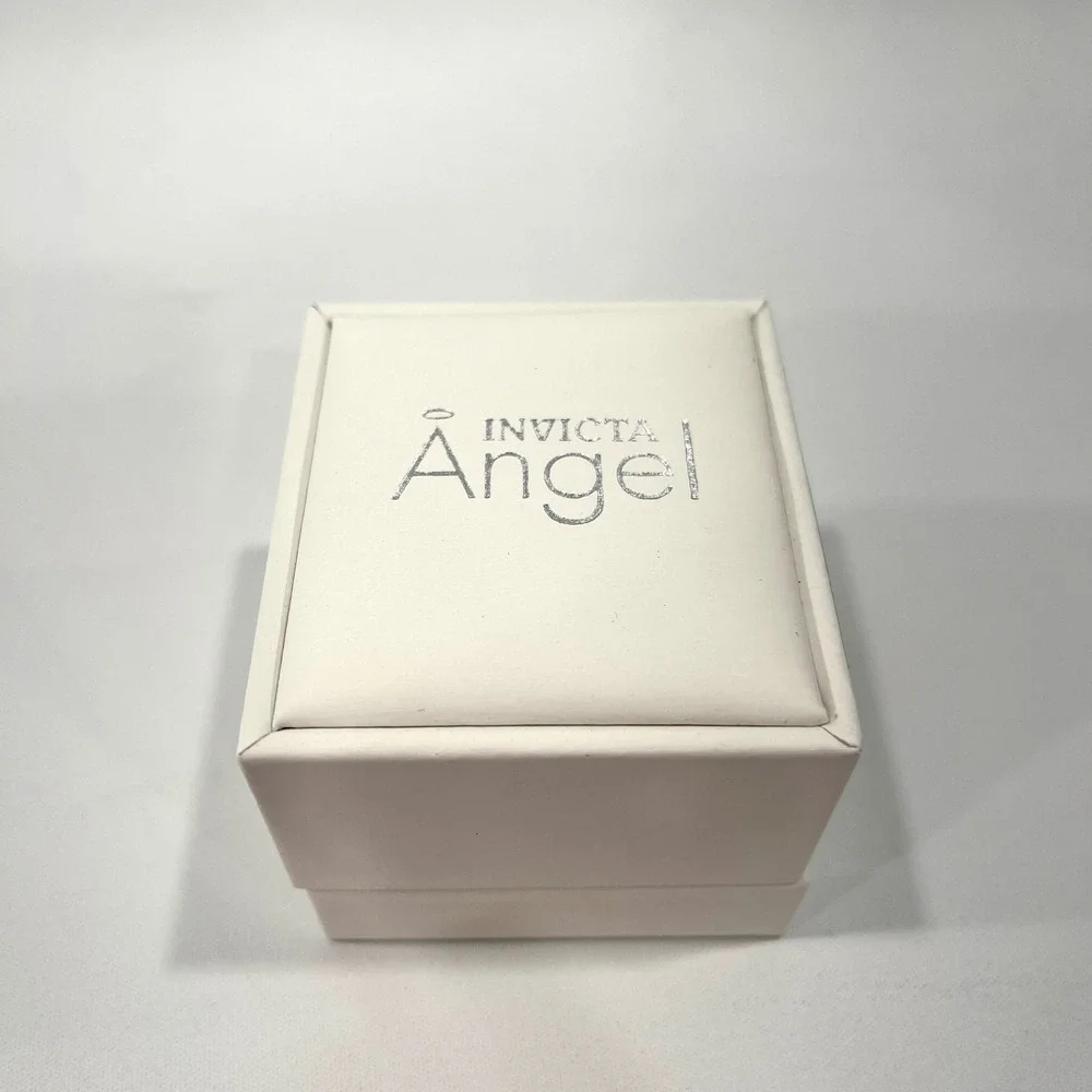 Invicta Angel 49601 Women Gold Tone Crystal Charcoal Glitter Dial Ring Watch NIB